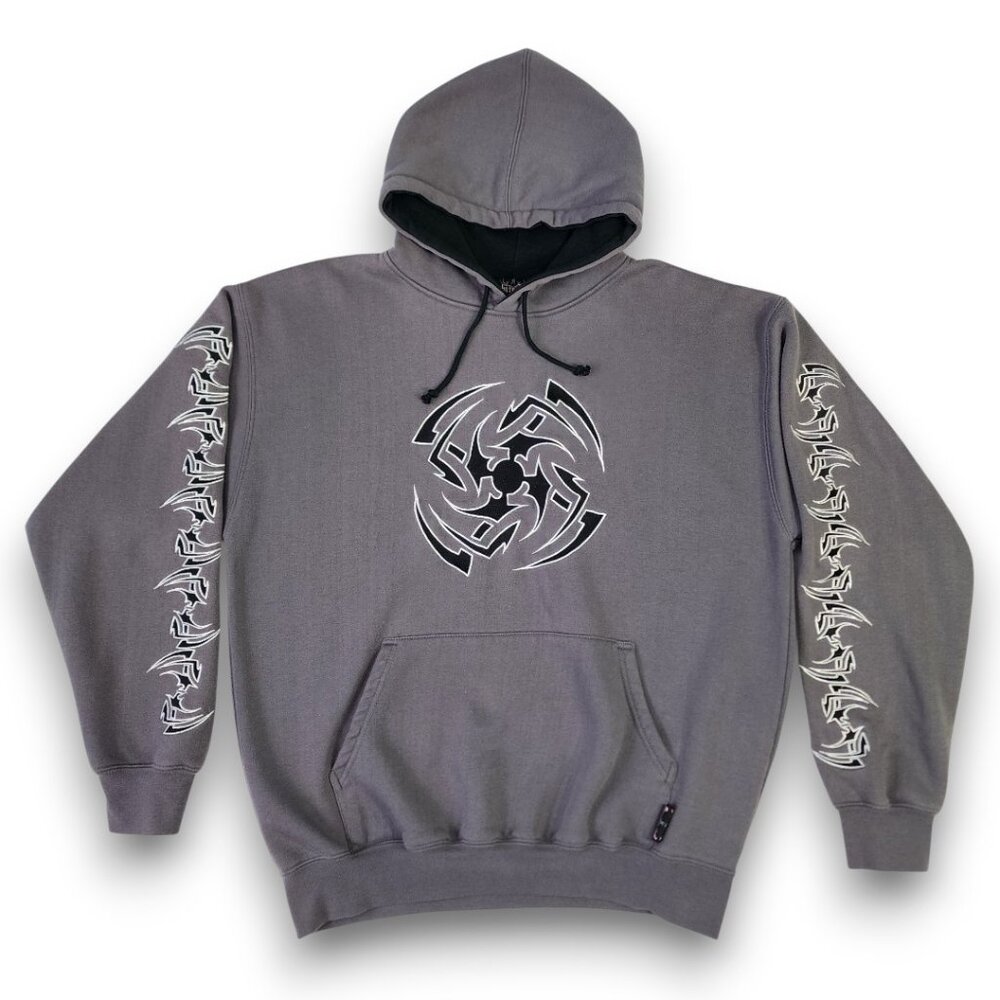 Sapphire Lounge Men's Large Gray Tribal Star Graphic Hoodie Y2k Streetwear - Picture 3 of 16